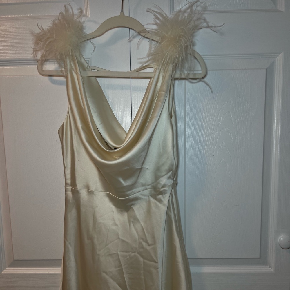 Forever 21 Upscale Nude Dress with feather trim (NEVER WORN)